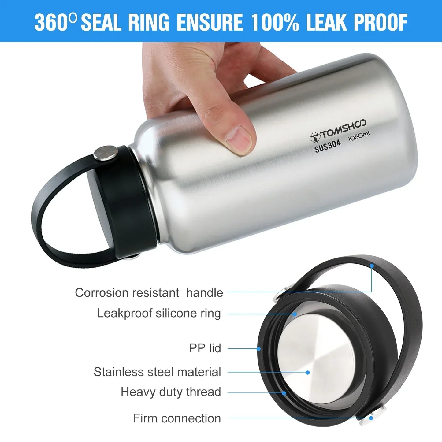 NNEOBA 1050ml Stainless Steel Water Bottle
