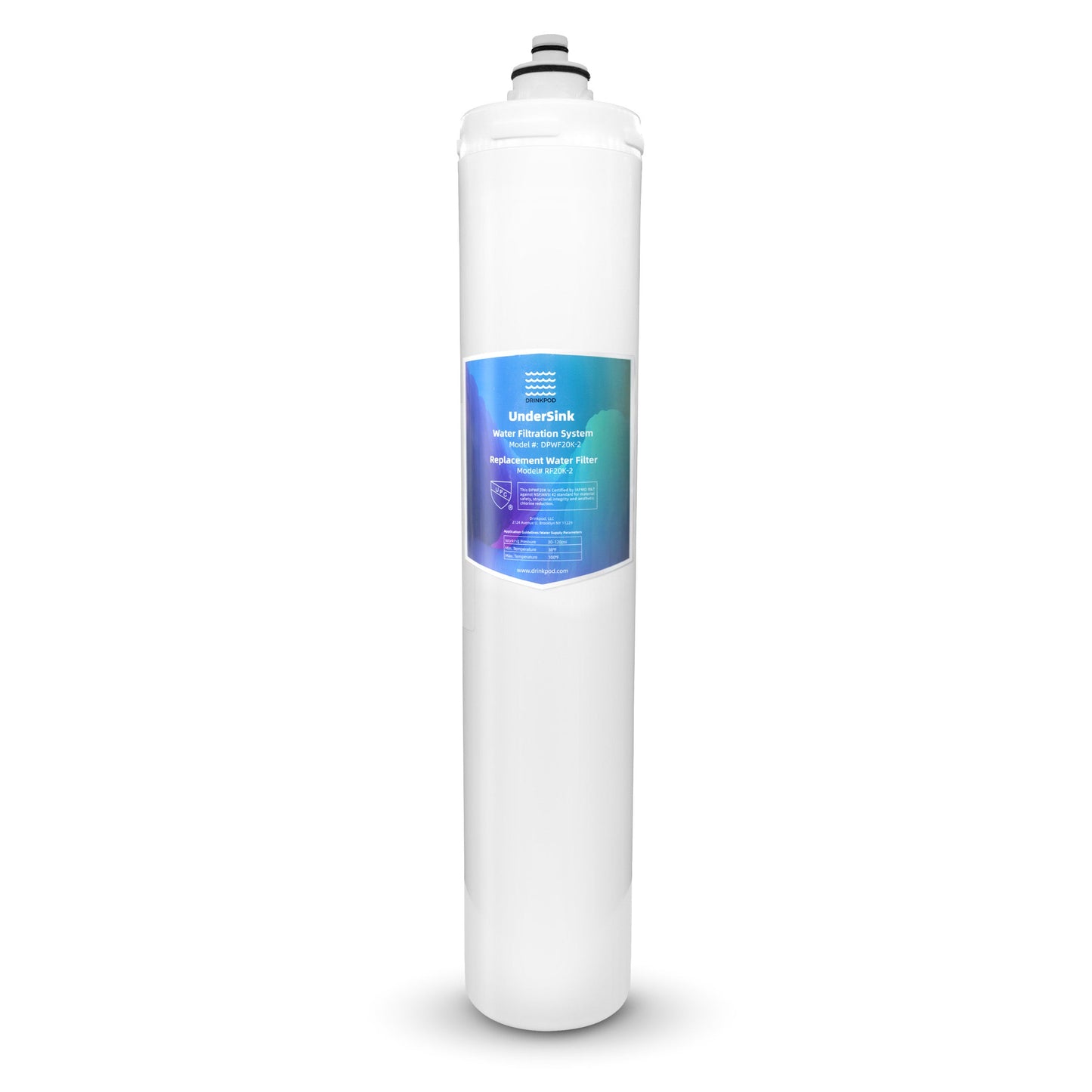 DRINKPOD Under Sink Drinking Water Filter System, 20K Ultra High Capacity NSF/ANSI 42 Certified, Direct Connect Under Counter